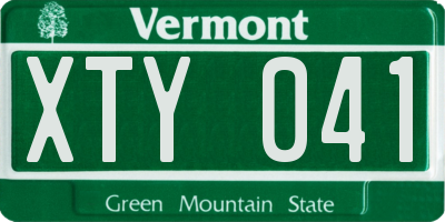 VT license plate XTY041