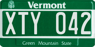 VT license plate XTY042
