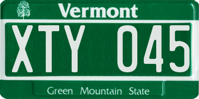VT license plate XTY045