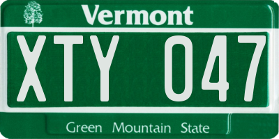VT license plate XTY047