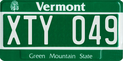 VT license plate XTY049