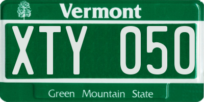 VT license plate XTY050