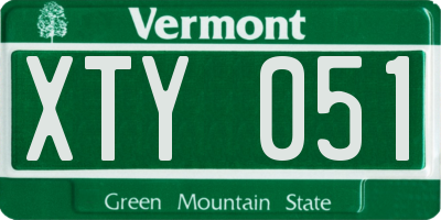 VT license plate XTY051