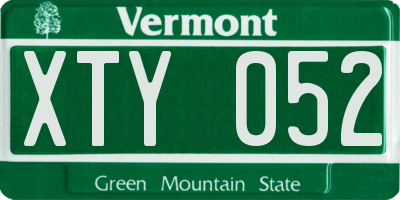 VT license plate XTY052