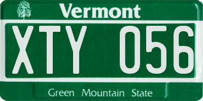 VT license plate XTY056