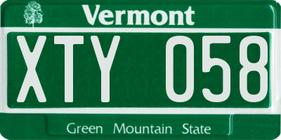 VT license plate XTY058