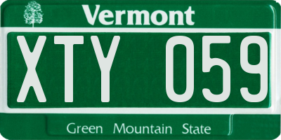 VT license plate XTY059