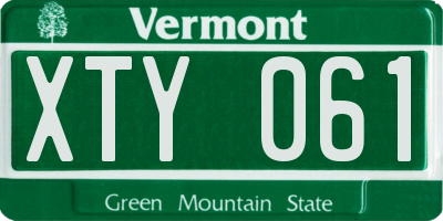 VT license plate XTY061