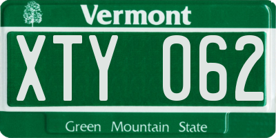 VT license plate XTY062