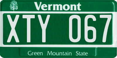 VT license plate XTY067
