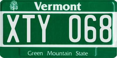 VT license plate XTY068