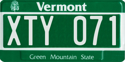 VT license plate XTY071