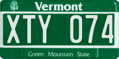 VT license plate XTY074