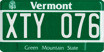 VT license plate XTY076