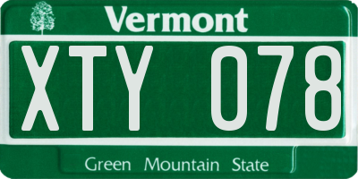 VT license plate XTY078