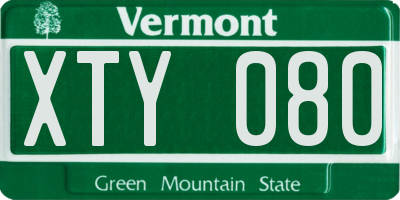 VT license plate XTY080