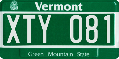 VT license plate XTY081