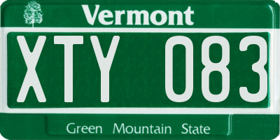 VT license plate XTY083