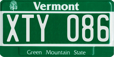 VT license plate XTY086