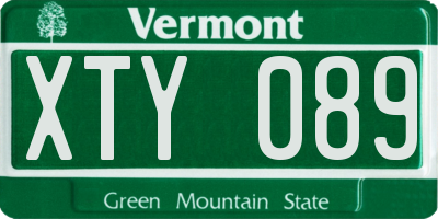 VT license plate XTY089