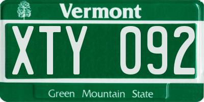 VT license plate XTY092