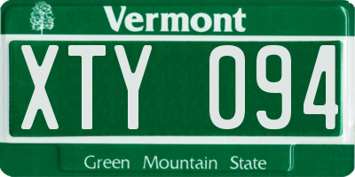 VT license plate XTY094