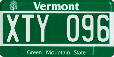 VT license plate XTY096