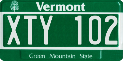 VT license plate XTY102