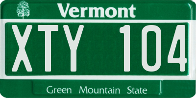 VT license plate XTY104