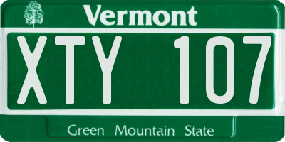 VT license plate XTY107