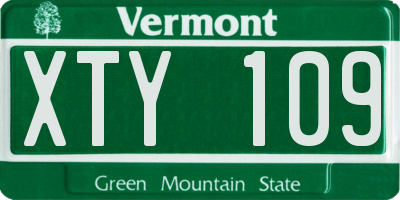 VT license plate XTY109
