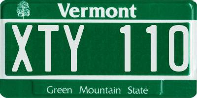 VT license plate XTY110