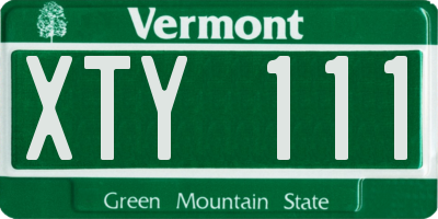 VT license plate XTY111