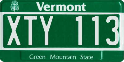 VT license plate XTY113
