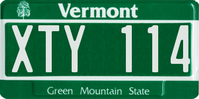 VT license plate XTY114