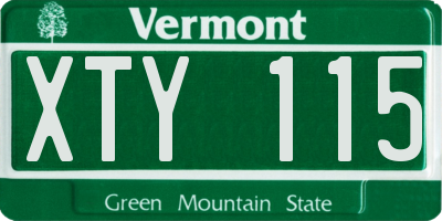 VT license plate XTY115
