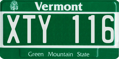 VT license plate XTY116