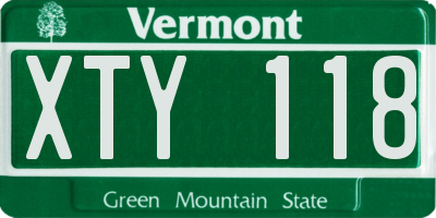 VT license plate XTY118