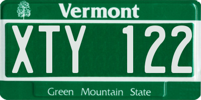 VT license plate XTY122