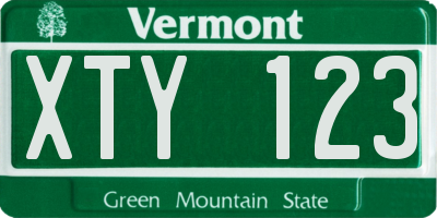VT license plate XTY123