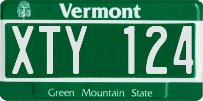 VT license plate XTY124