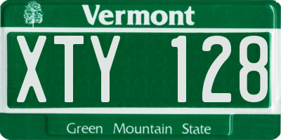 VT license plate XTY128