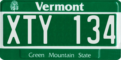VT license plate XTY134