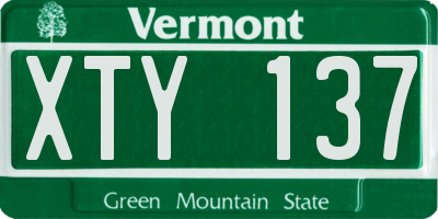VT license plate XTY137