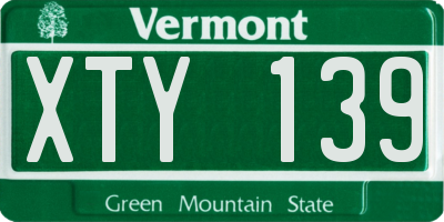VT license plate XTY139
