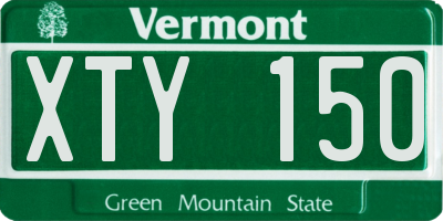VT license plate XTY150