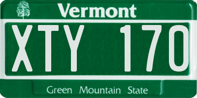 VT license plate XTY170