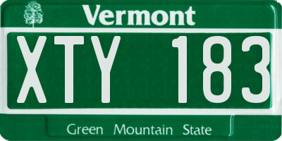 VT license plate XTY183
