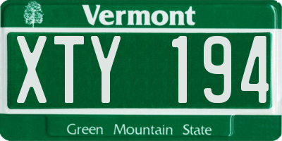 VT license plate XTY194
