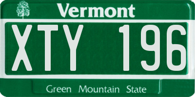 VT license plate XTY196